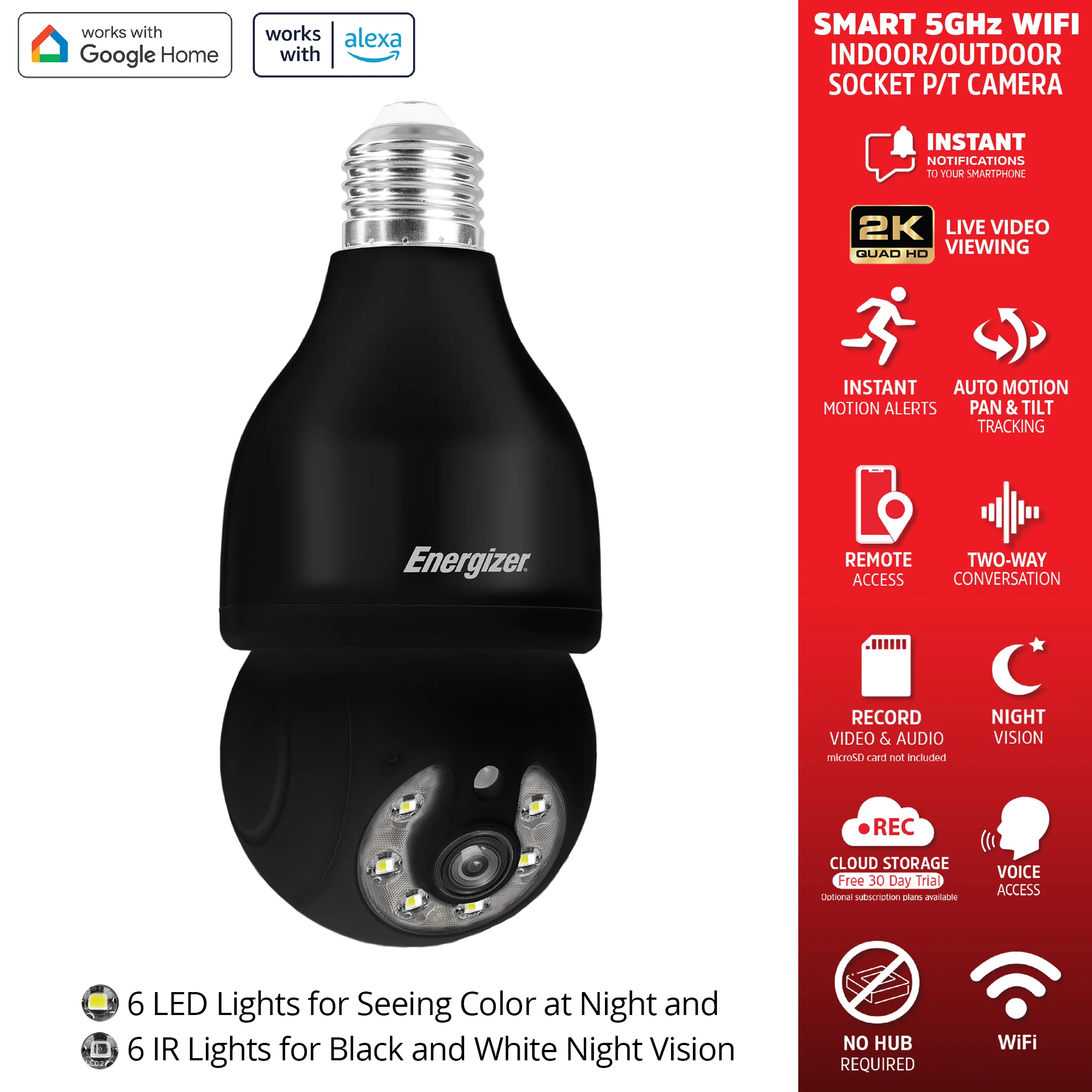 Smart 5GHz 2K Security Auto Tracking P/T Light Bulb Socket Camera - Image 6
