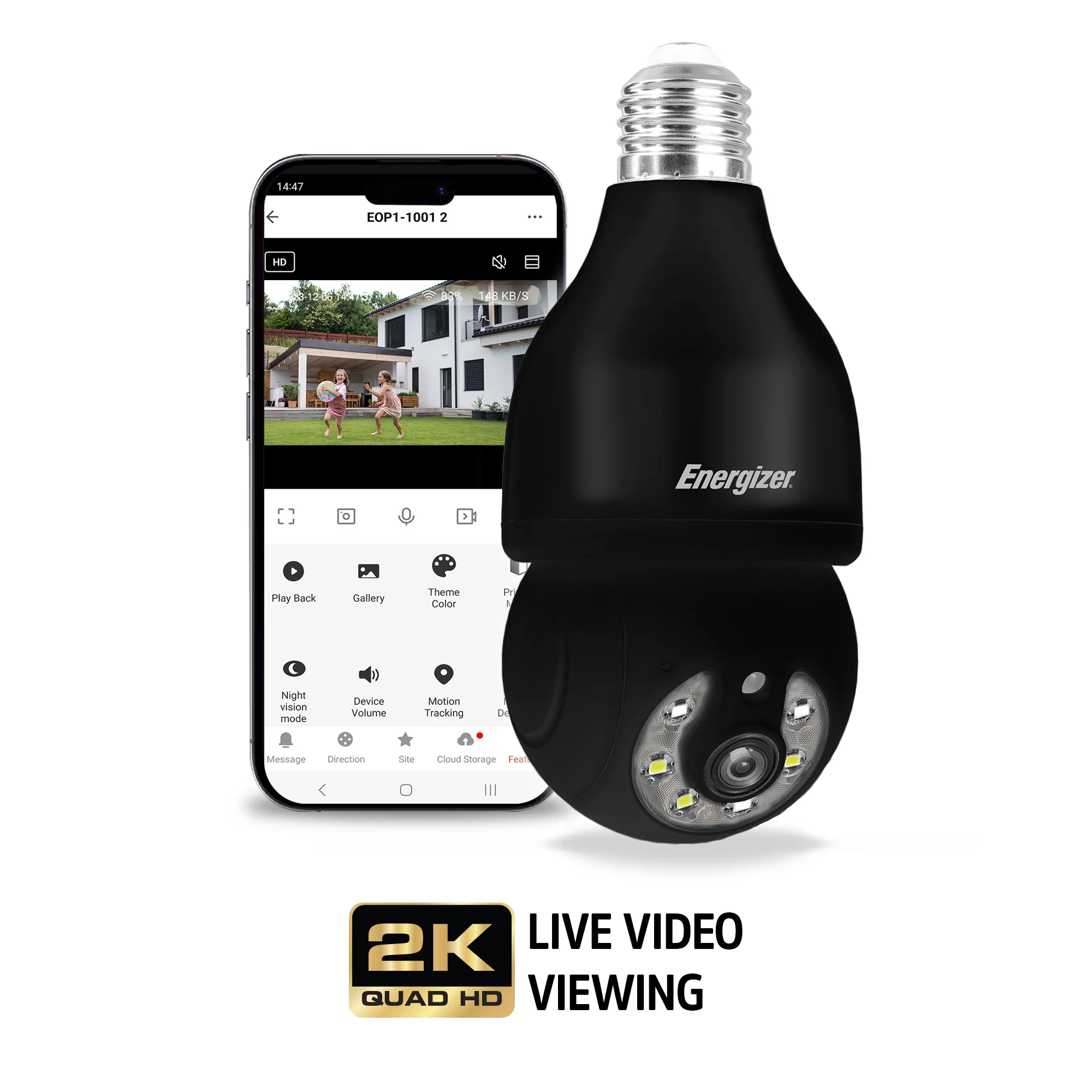 Smart Wifi 2K Bulb Socket Auto Tracking Pan Tilt White Camera - Image 5