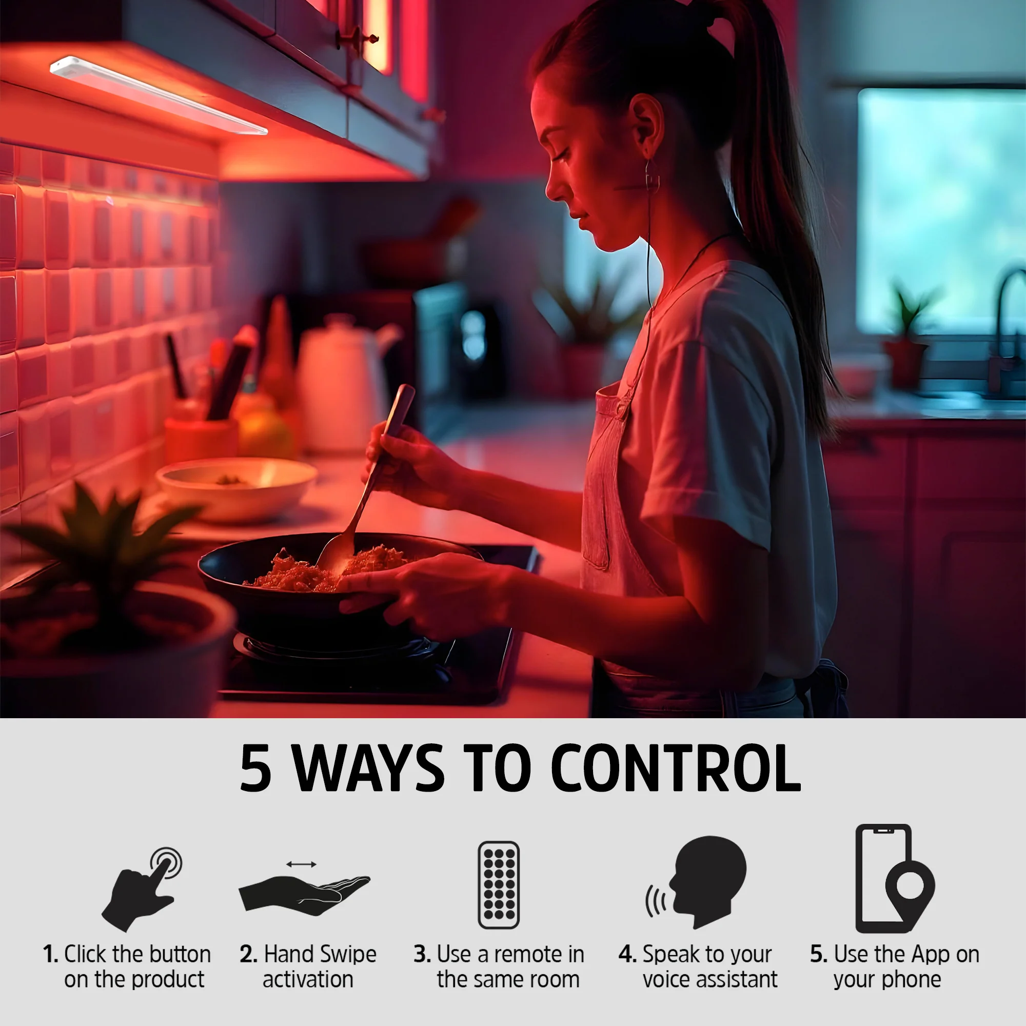 2 Pack Smart Under Cabinet Ultra-Thin Light Bars - Image 4