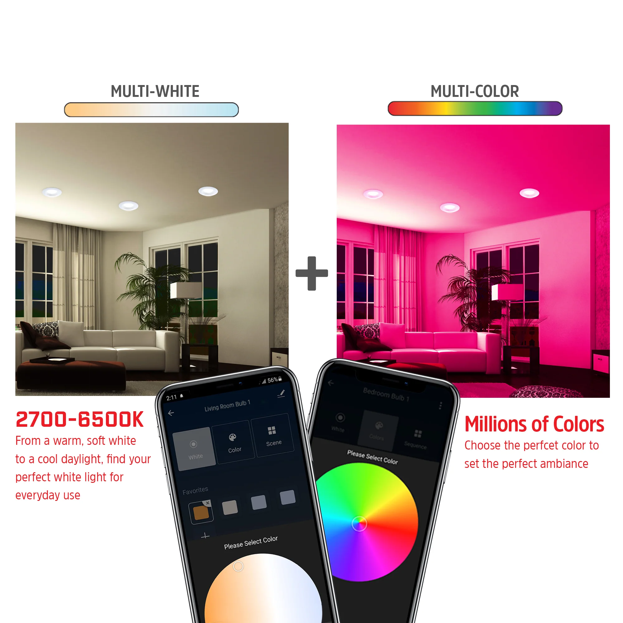 Smart 3/4 inch Multicolor and Multi-White Downlight LED Light Bulb - Image 5