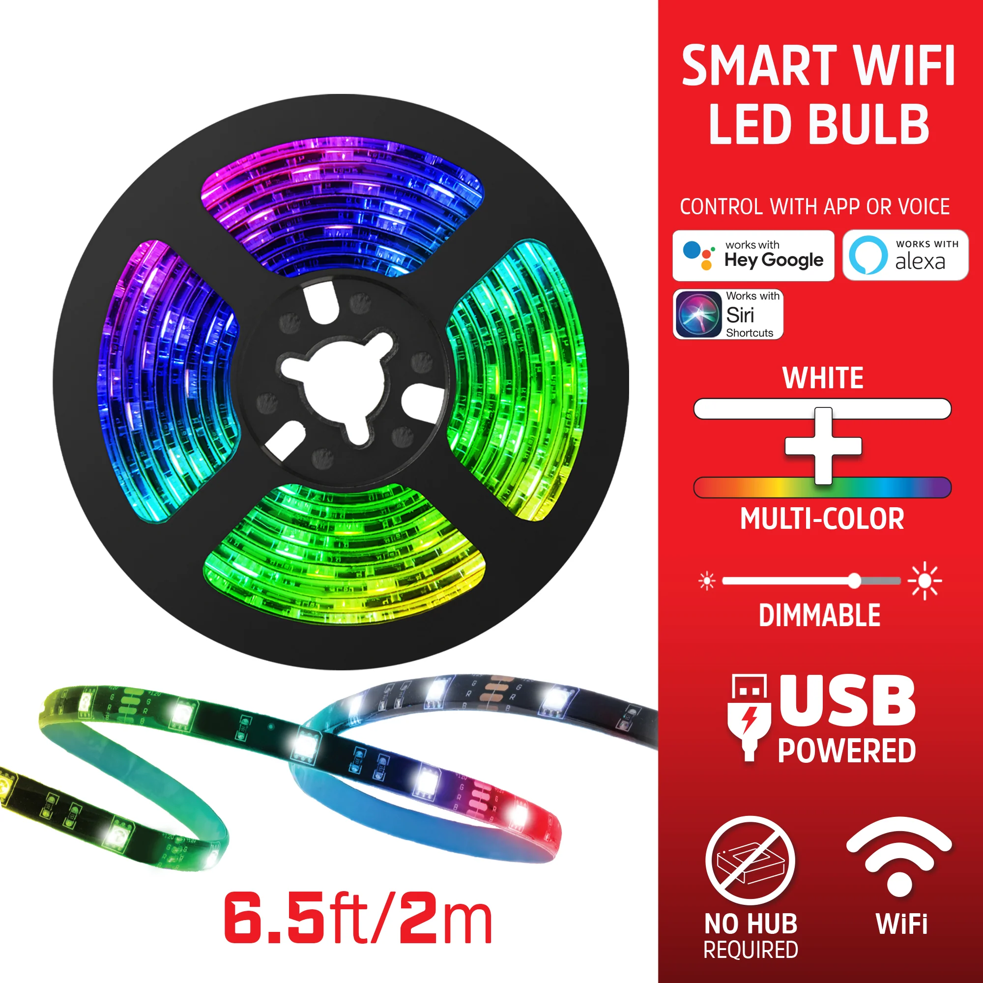 Smart Wifi 6.5 ft Multi-Color and Single White LED Light Strip - Image 3