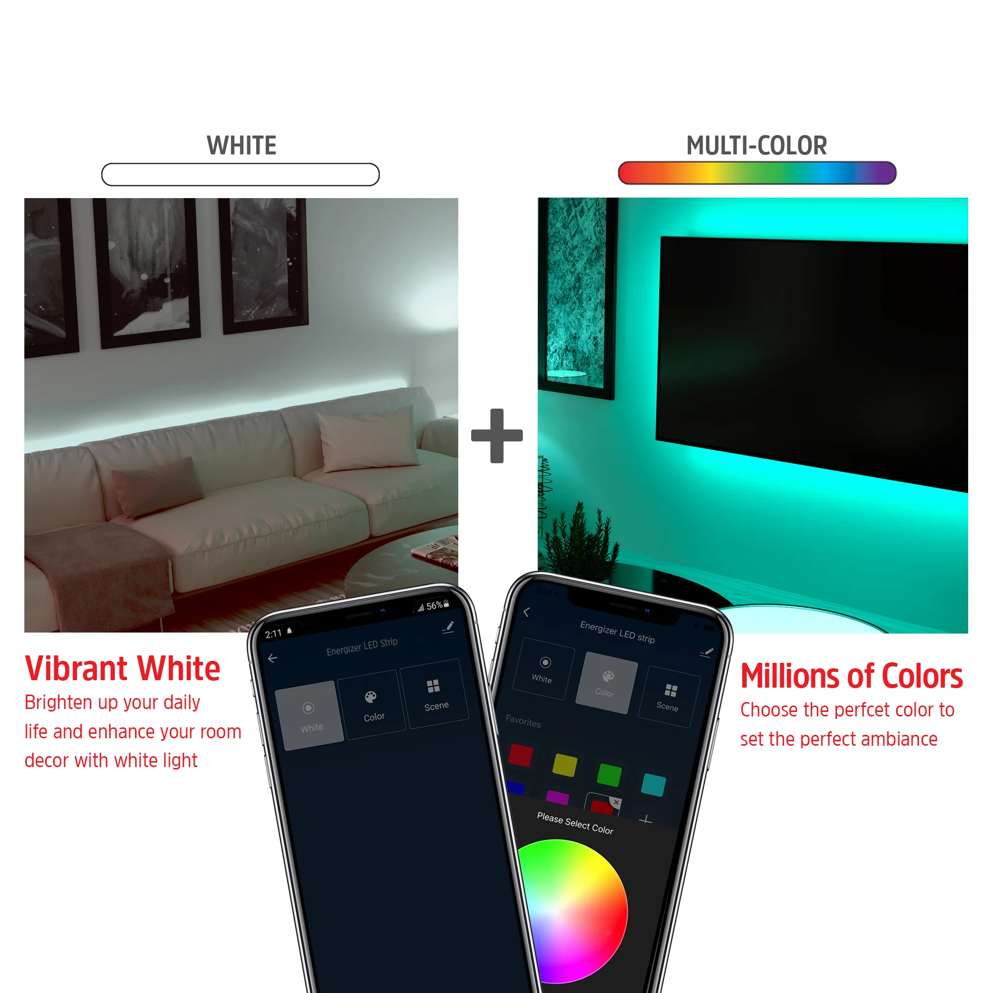 Smart Wifi 6.5 ft Multi-Color and Single White LED Light Strip - Image 5