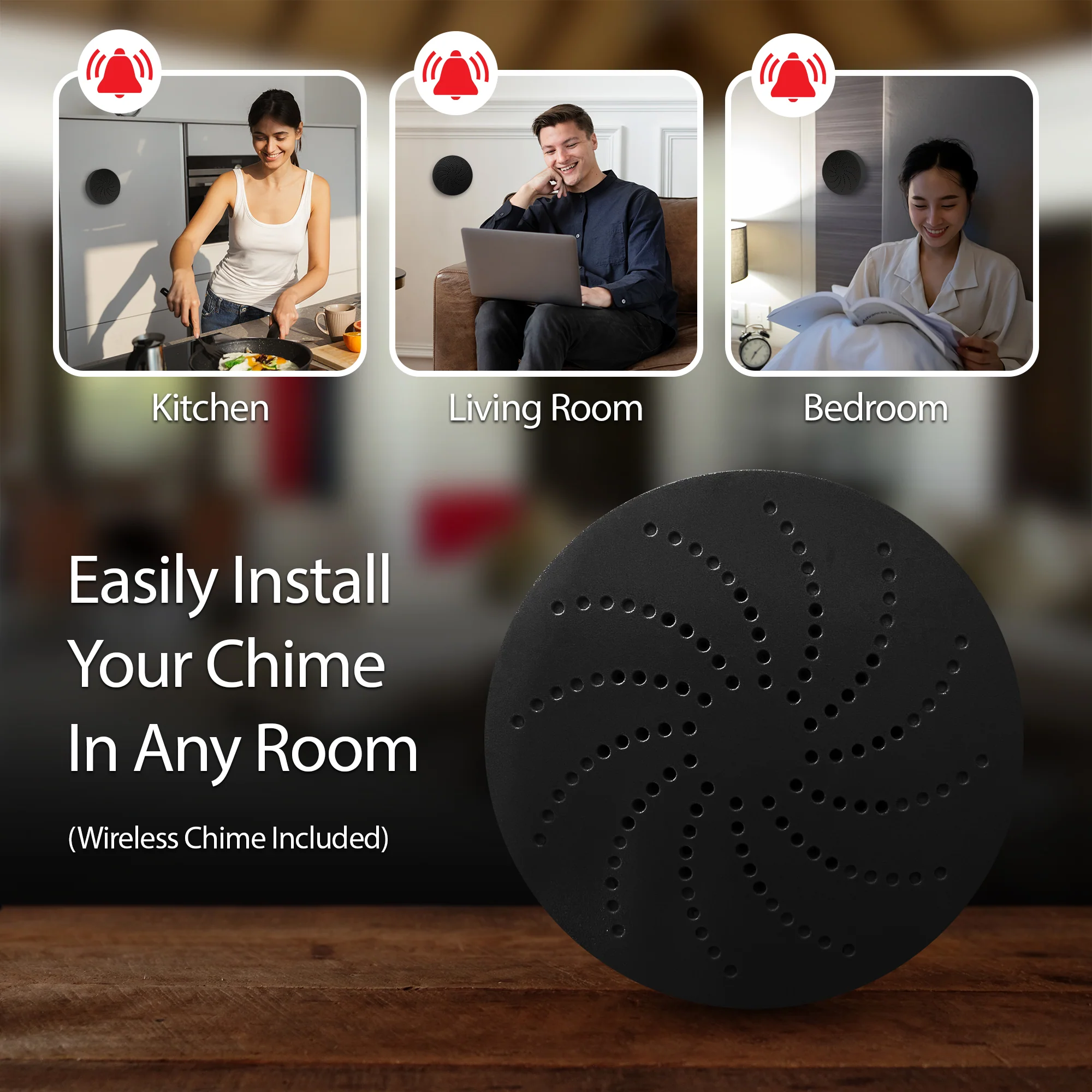 Smart Wi-Fi 1080P Full HD Wired Video Doorbell with Weather Shield and Wireless Chime in Silver - Image 3